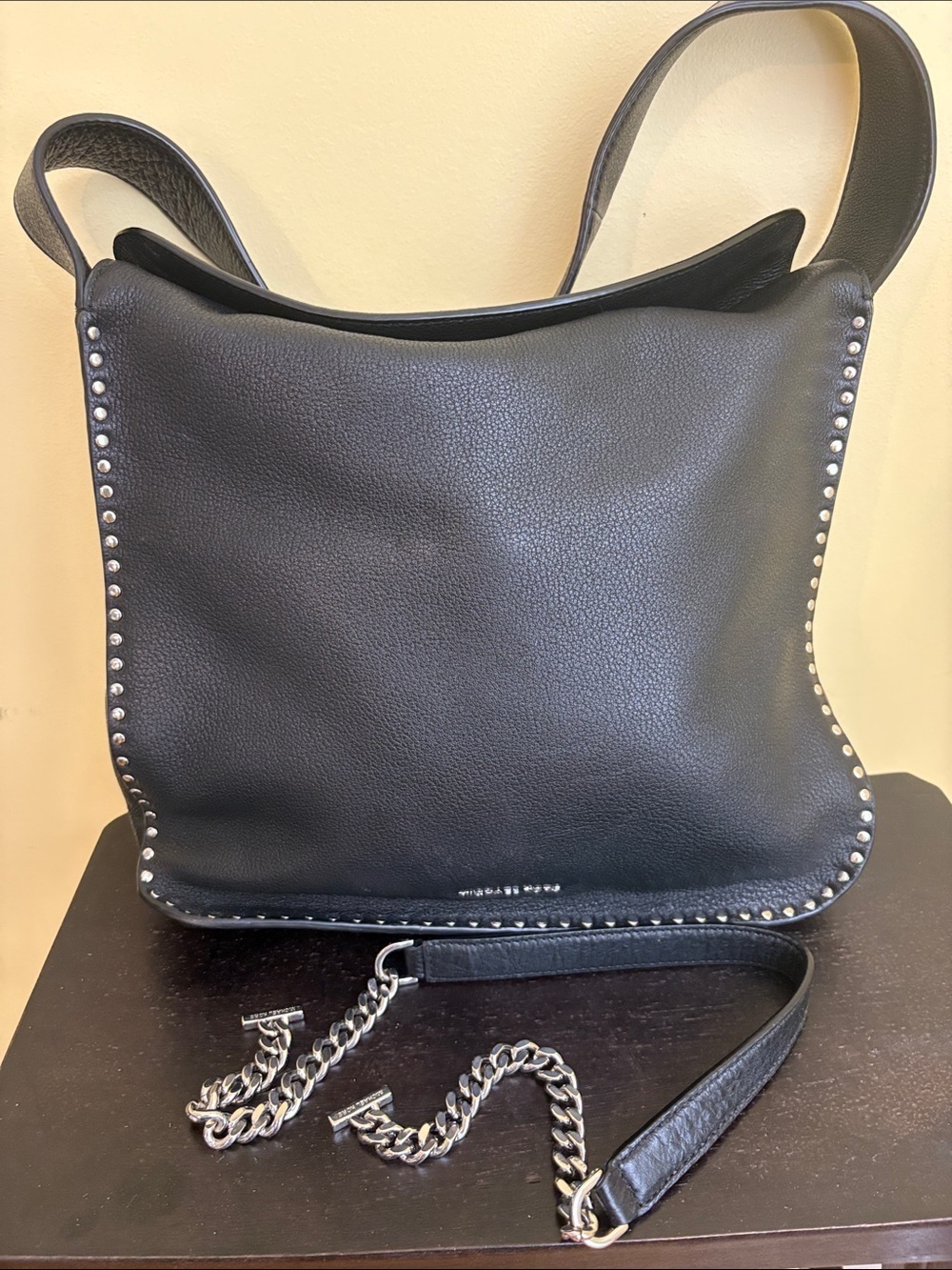 Michael Kors Astor Large Black Leather Studded Slouchy Relaxed Hobo Shoulder Bag